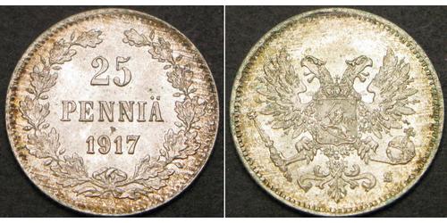 25 Пені Російська імперія (1720-1917) / Фінляндія Срібло Микола II (1868-1918)