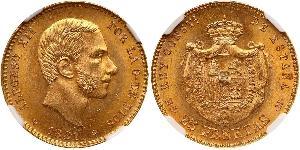 25 Песета Королевство Испания (1874 - 1931) Золото Alfonso XII of Spain (1857 -1885)