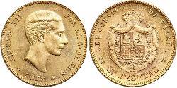 25 Песета Королівство Іспанія (1874 - 1931) Золото Alfonso XII of Spain (1857 -1885)