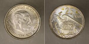 25 Песета Франкистская Испания (1936 - 1975) Никель/Медь Франко, Франсиско(1892 – 1975)