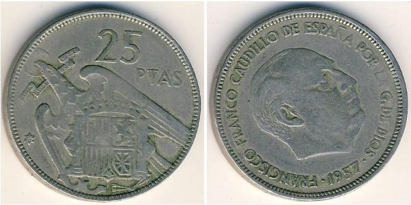 25 Песета Франкистская Испания (1936 - 1975) Никель/Медь Франко, Франсиско(1892 – 1975)