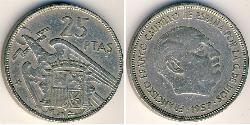 25 Песета Francoist Spain (1936 - 1975) Нікель/Мідь Франциско Франко(1892 – 1975)