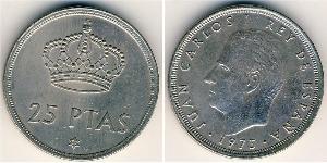 25 Песета Francoist Spain (1936 - 1975) Нікель/Мідь Хуан Карлос I (1938 - )