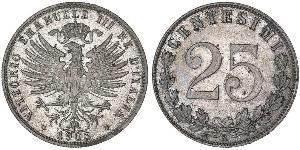 25 Сентесимо Kingdom of Italy (1861-1946) Серебро Виктор Эммануил III (1869 - 1947)