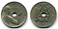 25 Сентимо Вторая Испанская Республика (1931 - 1939) Никель/Медь 