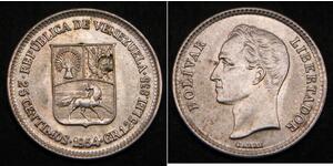 25 Сентімо Венесуела Нікель Simon Bolivar (1783 - 1830)