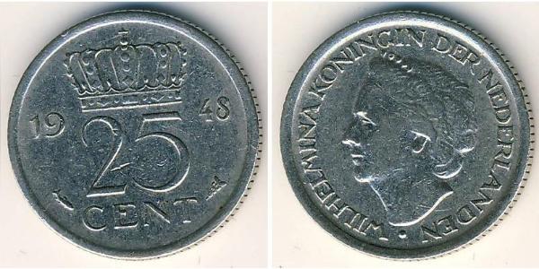 25 Цент Королевство Нидерланды (1815 - ) Никель 