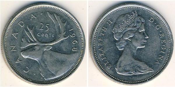 25 Цент Канада Нікель/Мідь Єлизавета II (1926-2022)