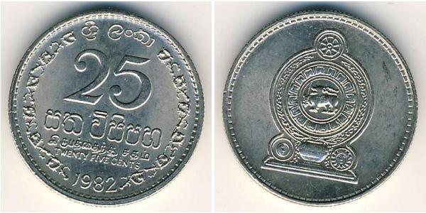 25 Цент Шрі Ланка/Цейлон Нікель/Мідь 