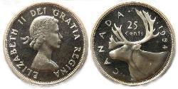 25 Цент Канада Серебро Елизавета II (1926-2022)