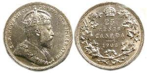25 Цент Канада Серебро Эдуард VII (1841-1910)