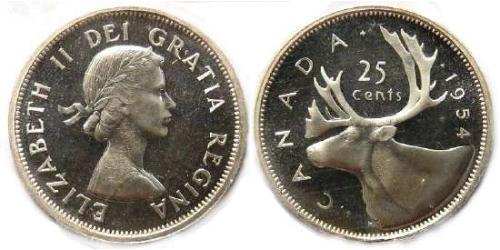 25 Цент Канада Серебро Елизавета II (1926-2022)