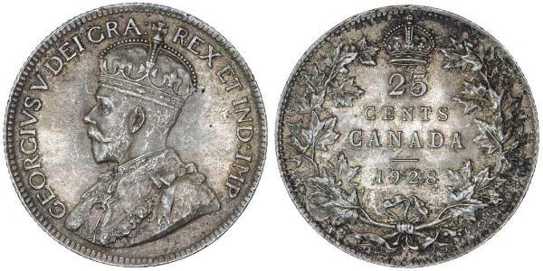 25 Цент Канада Серебро Георг V (1865-1936)