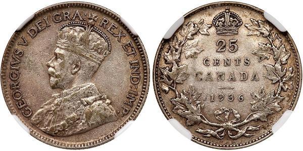 25 Цент Канада Серебро Георг V (1865-1936)