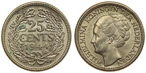 25 Цент Королевство Нидерланды (1815 - ) Серебро Вильгельмина(1880 - 1962)