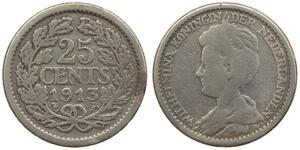 25 Цент Королевство Нидерланды (1815 - ) Серебро Вильгельмина(1880 - 1962)
