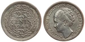 25 Цент Королевство Нидерланды (1815 - ) Серебро Вильгельмина(1880 - 1962)