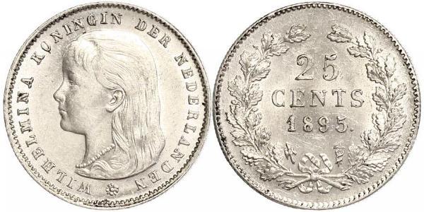 25 Цент Королевство Нидерланды (1815 - ) Серебро Вильгельмина(1880 - 1962)