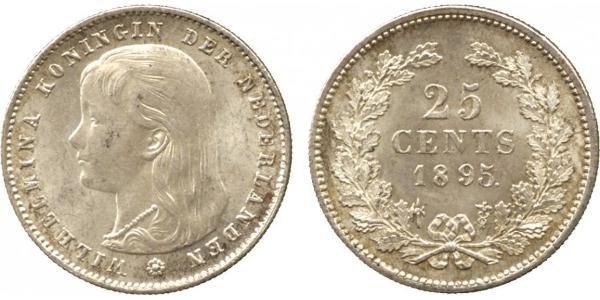 25 Цент Королевство Нидерланды (1815 - ) Серебро Вильгельмина(1880 - 1962)