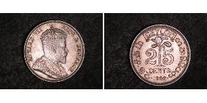 25 Цент Шри Ланка/Цейлон Серебро Эдуард VII (1841-1910)