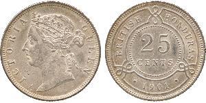 25 Цент Британский Гондурас (1862-1981) Срібло Вікторія (1819 - 1901)