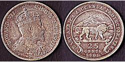 25 Цент Британська Східна Африка (1895-1920) Срібло Едвард VII (1841-1910)