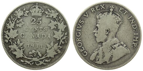 25 Цент Канада Срібло Георг V (1865-1936)