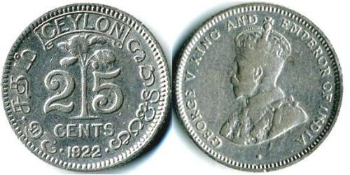 25 Цент Шрі Ланка/Цейлон Срібло 