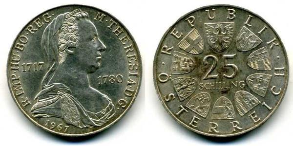 25 Шиллинг Австрийская Республика(1955 - ) Серебро Maria Theresa of Austria (1717 - 1780)