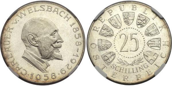 25 Шиллинг Австрийская Республика(1955 - ) Серебро Ауэр фон Вельсбах, Карл