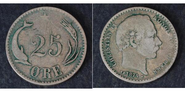 25 Эре Дания Серебро Кристиан IX король Дании (1818-1906)