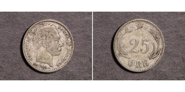 25 Эре Дания Серебро Кристиан IX король Дании (1818-1906)