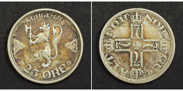 25 Эре Норвегия Серебро Хокон VII (1872 - 1957)