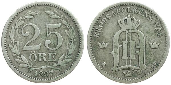 25 Эре Швеция Серебро 
