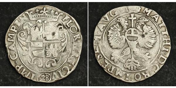 28 Stuiver Países Bajos Plata Matthias, Holy Roman Emperor (1557 - 1619)