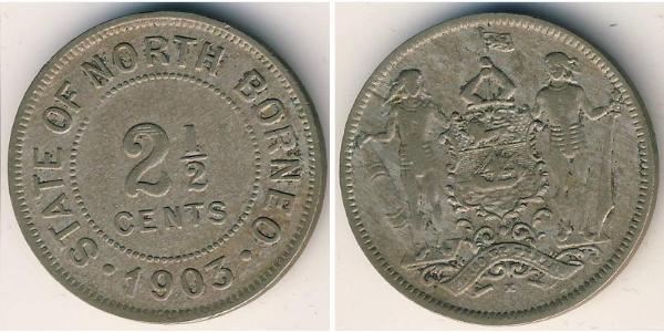 2 1/2 Cent North Borneo (1882-1963) Kupfer/Nickel 