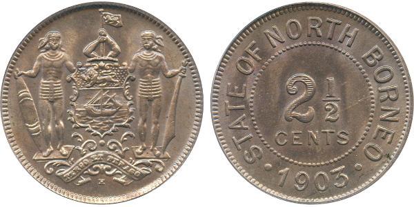 2 1/2 Cent Borneo del Nord (1882-1963) Rame/Nichel 