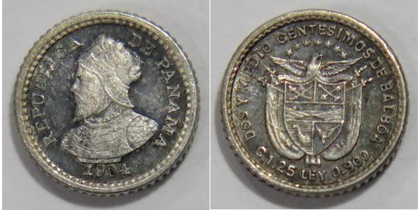 2 1/2 Centesimo Panama Silber 