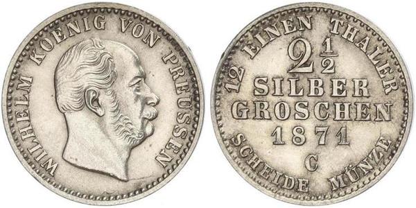 2 1/2 Grosh 普魯士王國 (1701 - 1918) 銀 威廉一世 (德国)