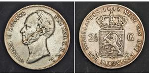 2 1/2 Gulden Royaume des Pays-Bas (1815 - ) Argent Guillaume II des Pays-Bas (1792 - 1849)