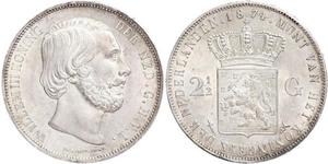 2 1/2 Gulden Royaume des Pays-Bas (1815 - ) Argent Guillaume III (roi des Pays-Bas)