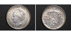 2 1/2 Gulden Royaume des Pays-Bas (1815 - ) Argent Wilhelmine (reine des Pays-Bas)(1880 - 1962)