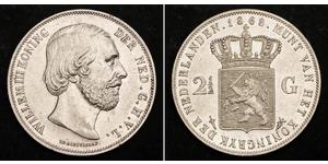 2 1/2 Gulden Royaume des Pays-Bas (1815 - ) Argent Guillaume III (roi des Pays-Bas)