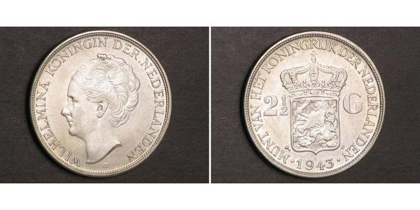 2 1/2 Gulden Royaume des Pays-Bas (1815 - ) Argent Wilhelmine (reine des Pays-Bas)(1880 - 1962)