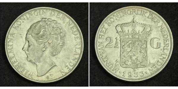 2 1/2 Gulden Royaume des Pays-Bas (1815 - ) Argent Wilhelmine (reine des Pays-Bas)(1880 - 1962)