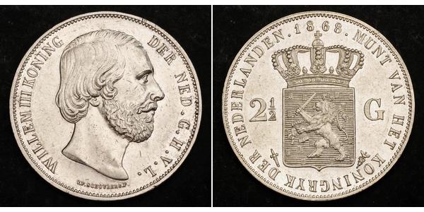 2 1/2 Gulden Royaume des Pays-Bas (1815 - ) Argent Guillaume III (roi des Pays-Bas)