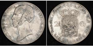 2 1/2 Gulden Regno dei Paesi Bassi (1815 - ) Argento Guglielmo II dei Paesi Bassi (1792 - 1849)