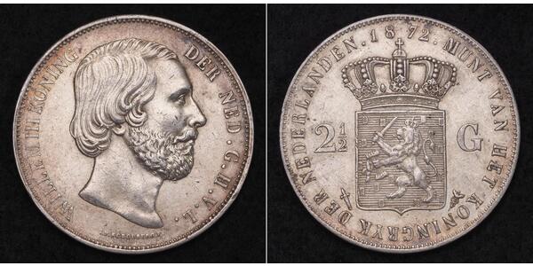 2 1/2 Gulden Regno dei Paesi Bassi (1815 - ) Argento Guglielmo III dei Paesi Bassi