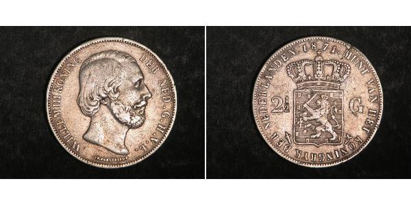 2 1/2 Gulden Regno dei Paesi Bassi (1815 - ) Argento Guglielmo III dei Paesi Bassi