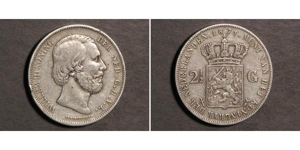 2 1/2 Gulden Regno dei Paesi Bassi (1815 - ) Argento Guglielmo III dei Paesi Bassi